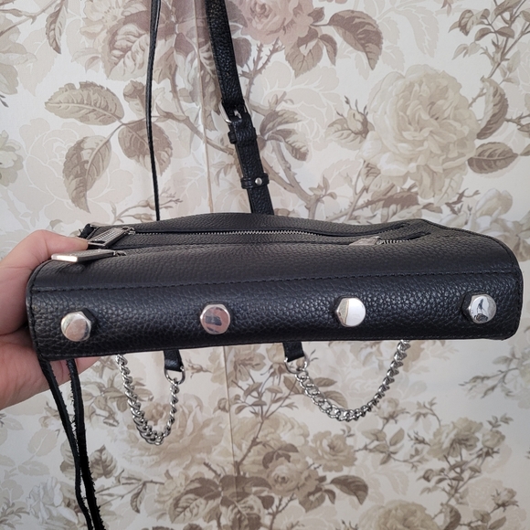 Rebecca Minkoff black purse with silver hardware and studs at the bottom - Picture 3 of 4